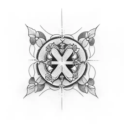 Christian Cross With Flowers In The Background