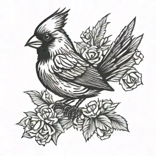 A Punk Rock Inspired Tattoo Featuring A Cardinal Bird As A Symbol Of Strength And Resilience