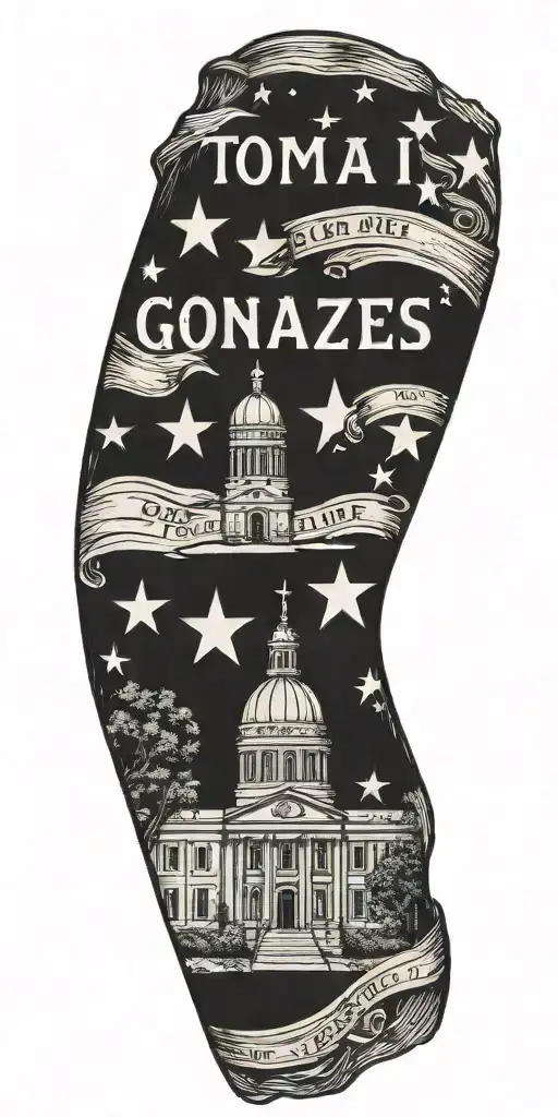 Gonzales Texas Come And Take It Flag With The Gonzales County Courthouse