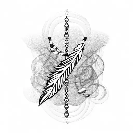 Feather Intertwined With A Rosary