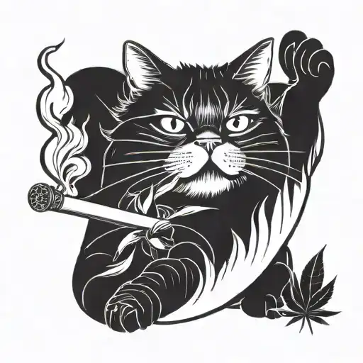 Fat Cat Smoking Weed Joint