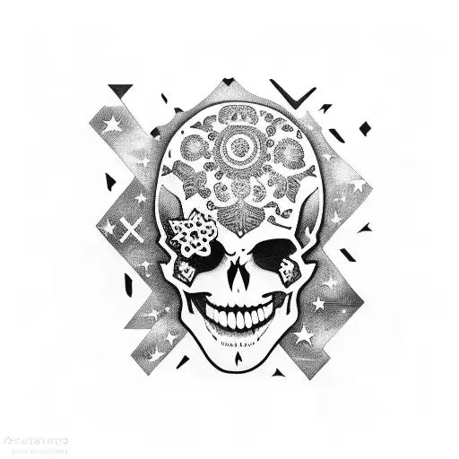 A Music-inspired Skull With Stars As Notes