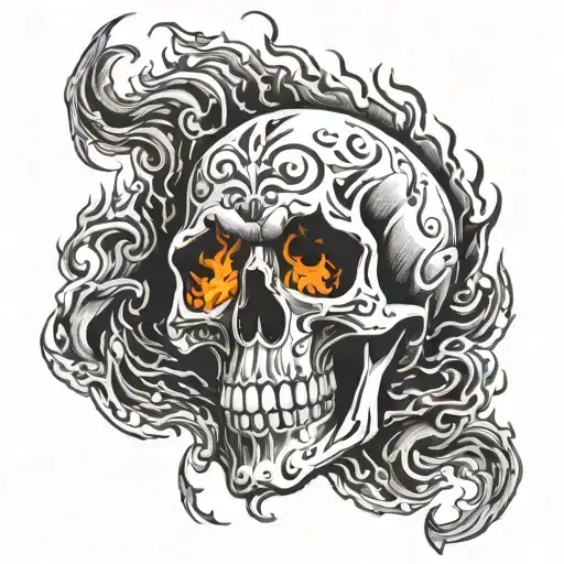 A Flaming Skull Engulfed In Black Flames Representing Burning Passion