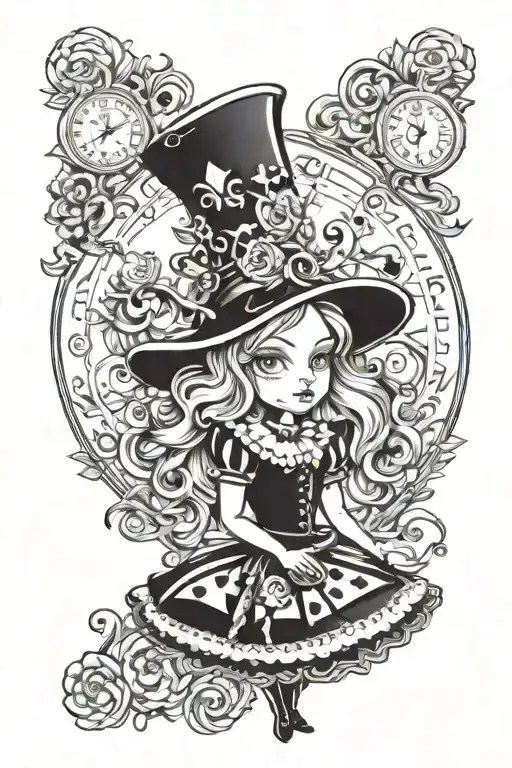 Dark Alice In Wonderland Tattoo Design