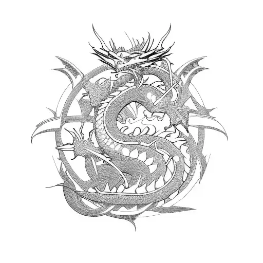 Dragon Battling A Spaceship