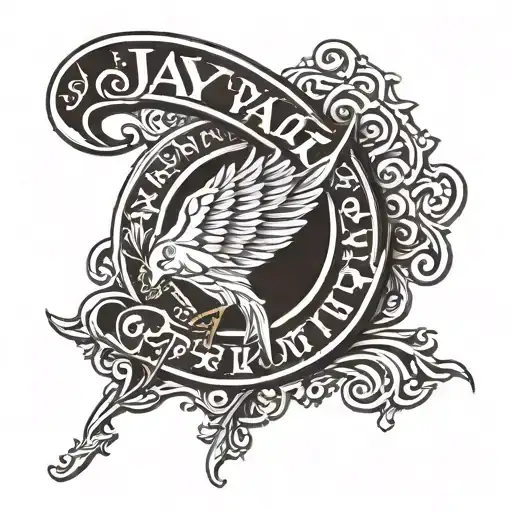 Jay Name Tattoo Written Vertically Men's Upper Left Bicep