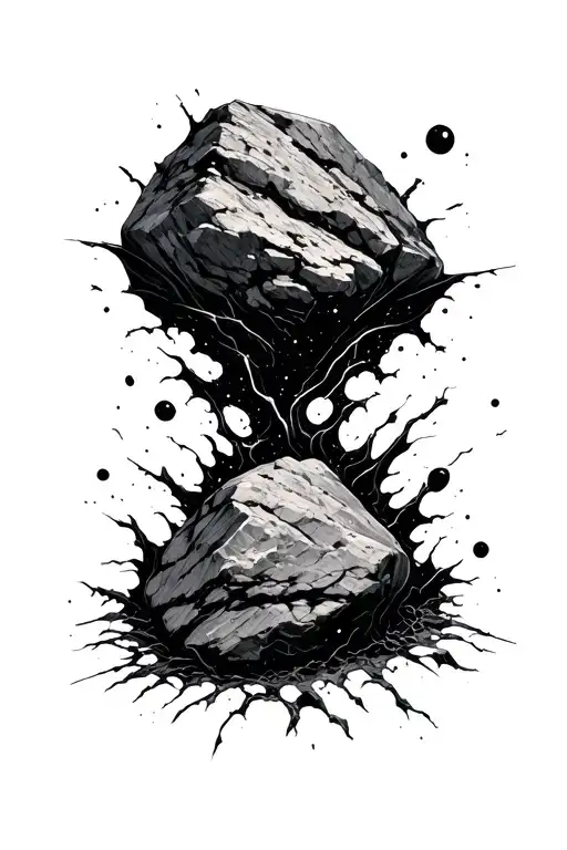 Rocks Breaking Off Into Space With Black Vines