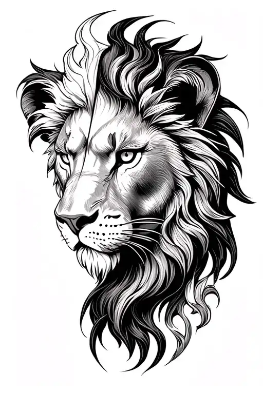 Half Human Half Lion Head