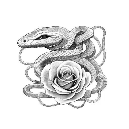 Snake Wrapped Around Flower Stem