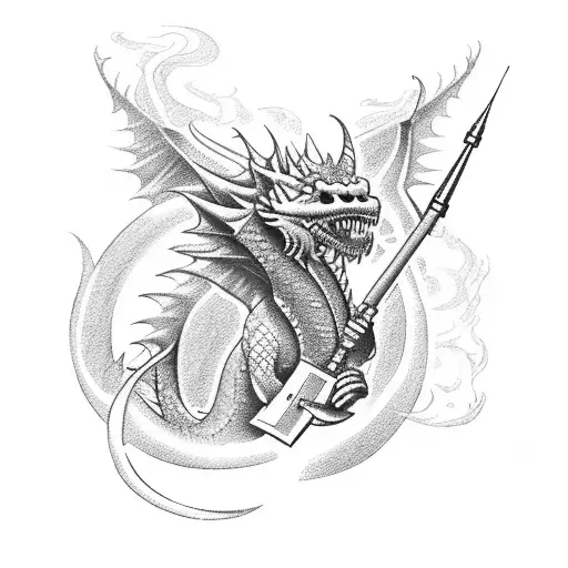 Russian Firefighter Battling A Mythical Fire-breathing Dragon