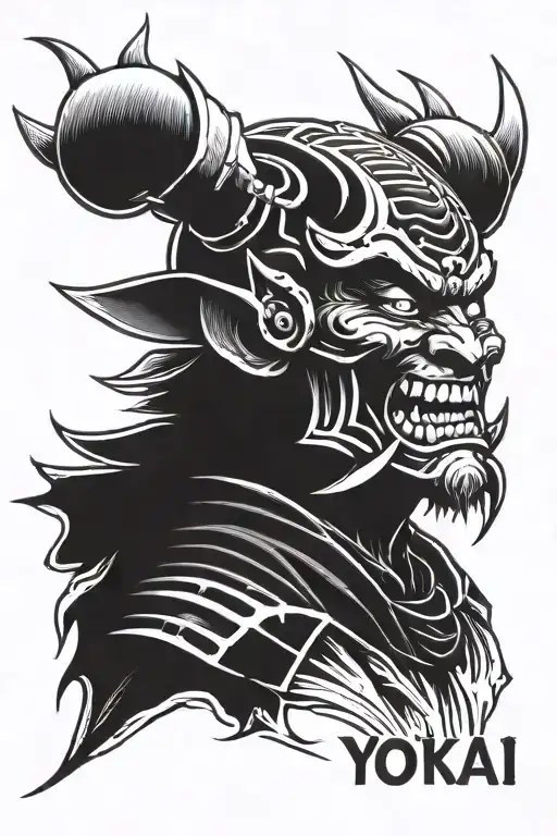 Yokai Demon Samurai Face