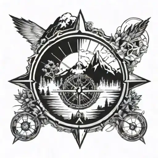 Mountain Inside A Compass