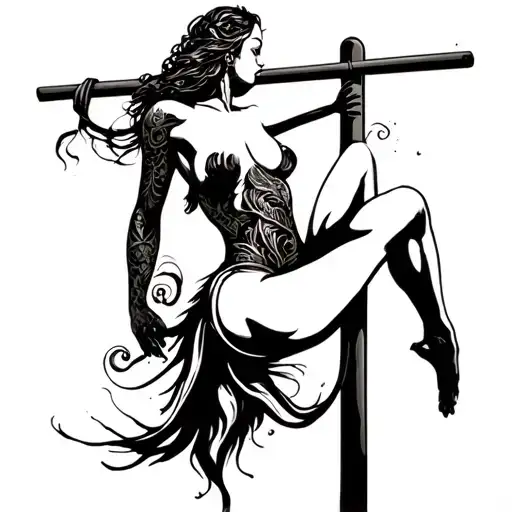 Streptizer On A Pole With A Beautiful Body