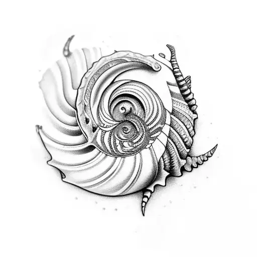 Seashell In Fibonacci Sequence Turning Into Water