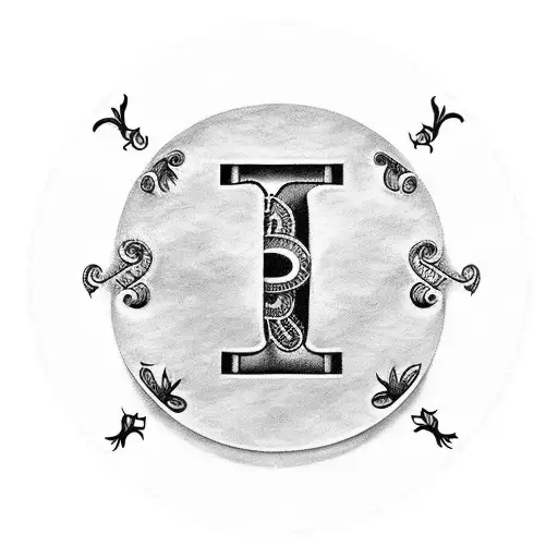 Tattoo Of A Weight Plate With The Initials 'E' And 'D' For Ella And Dad