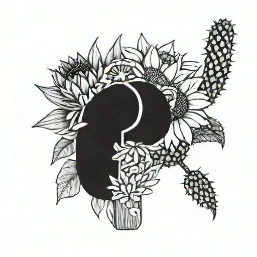 A Cactus And Sunflower Intertwined With A Semicolon Symbolizing Resilience And Growth