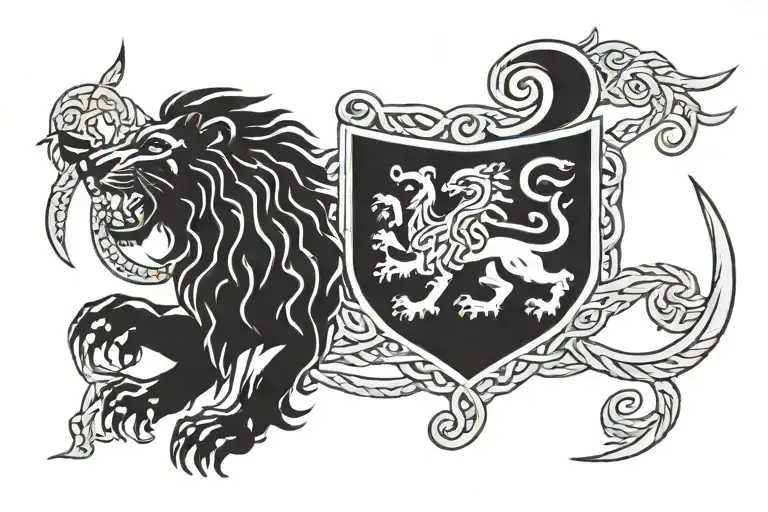 Scottish Flag With Scottish Lion And Celtic Runes