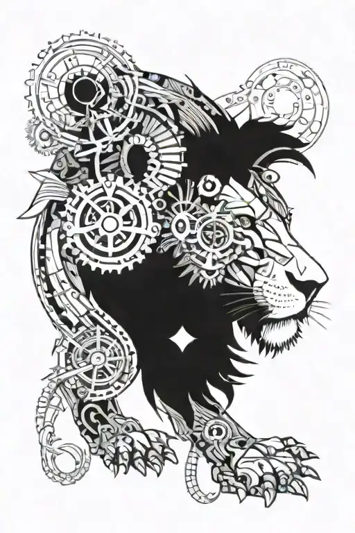 Lion With Futuristic Gears