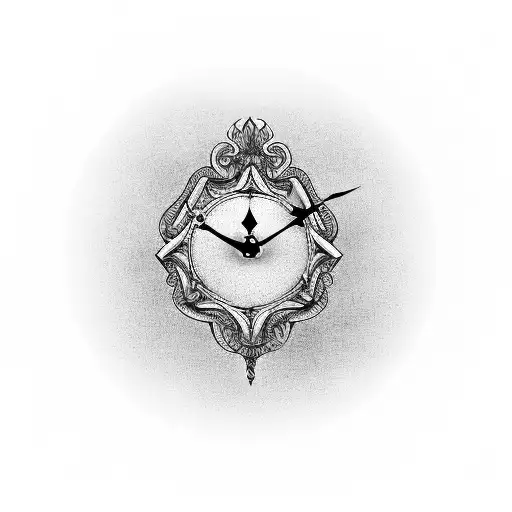 Angels In Front Of A Clock With Roman Numeral Numbers