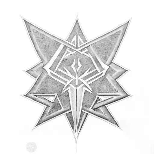 A Blackwork Tattoo Of The Metallica 'M' Logo Combined With The Nirvana Smiley Face