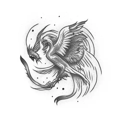 A Tattoo Of A Rock Concert Stage With A Phoenix Girl Performing As The Lead Singer