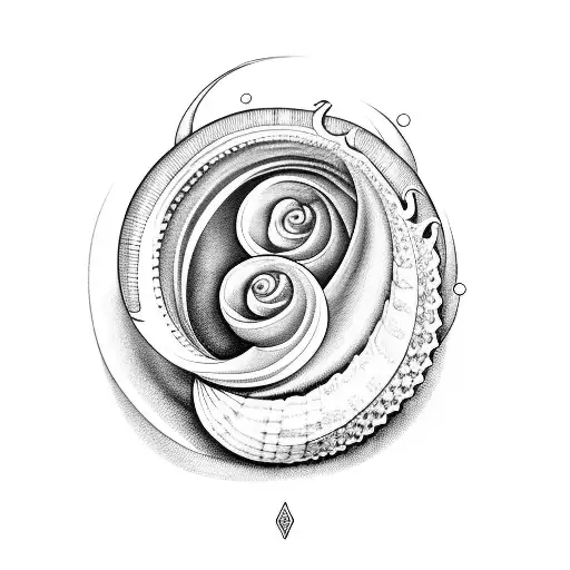 Seashell In Fibonacci Turning Into Water