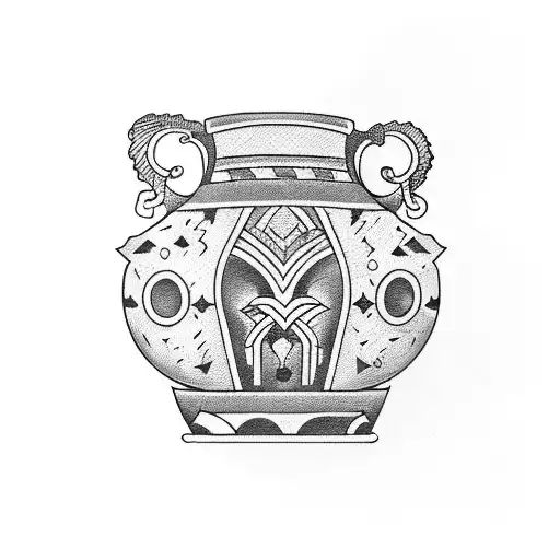 Broken Greek Vase With Flames Going Outside