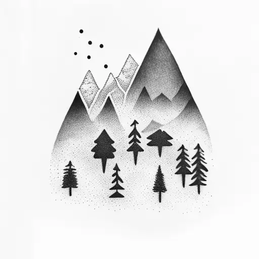 A Silhouette Of A Person Smoking With Smoke Forming The Shape Of Snowy Mountains And A Forest