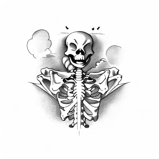 Skeleton Sitting On Top Of Airplane