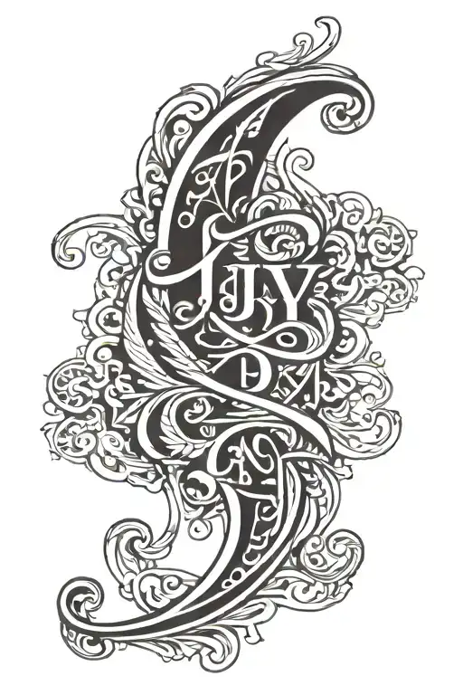 Jay Name Letter Tattoo Written Vertically Men's Upper Left Bicep