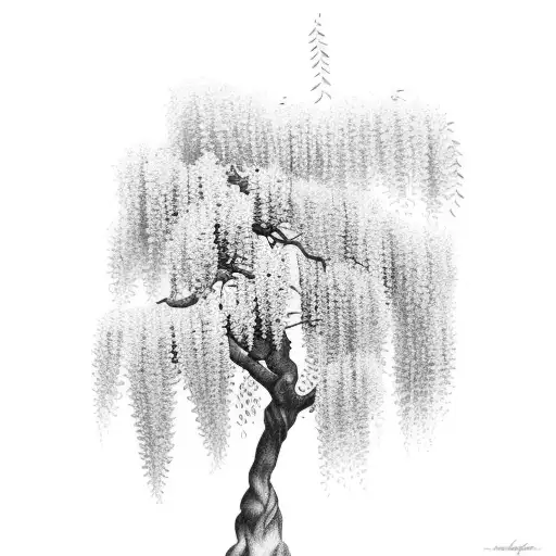 Wisteria Tree Next To A Pond