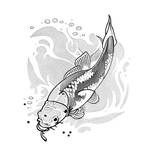Koi Fish Swims Around Lightning Bolt