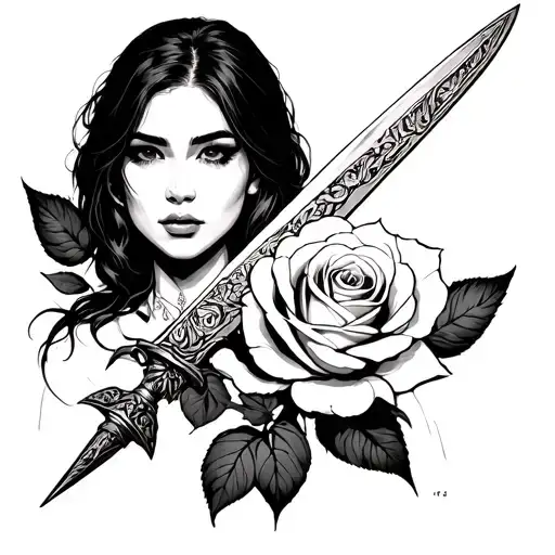 Yor From Spy X Family With Her Dagger And Rose In The Middle