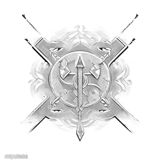 Broken Sword Handle With Symbols For A Blade