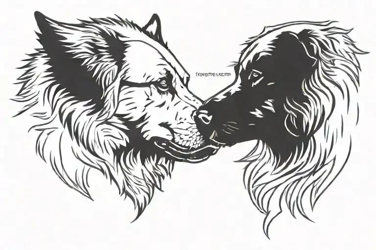 Silhouette Of A German Shepherd Head Next To A Silhouette Of A Golden Retriever Head Facing Forward