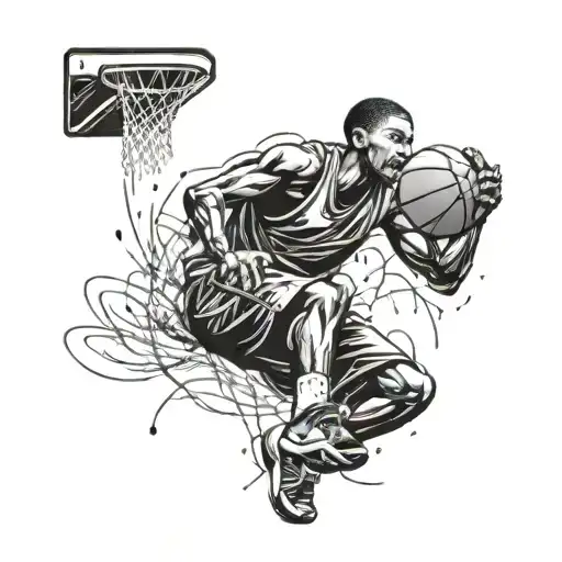 A Basketball Player Dunking A Basketball With A Graffiti Background