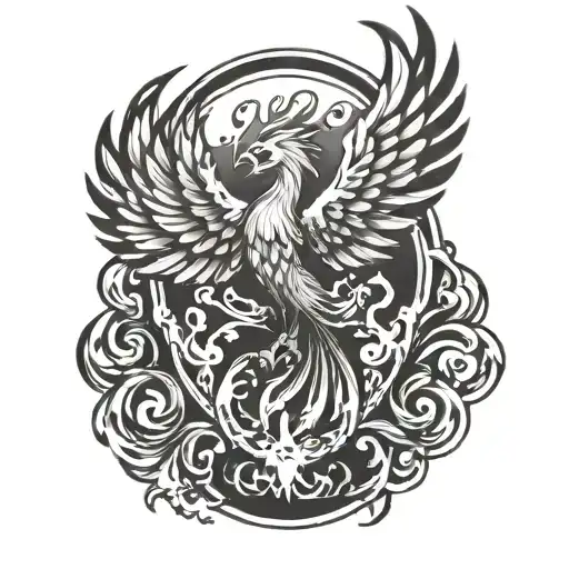 An Emt Symbol Intertwined With A Phoenix Rising From The Ashes