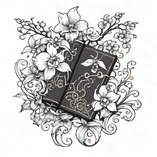 A Whimsical Combination Of An Orchid Vine And A Spell Book With Mystical Symbols