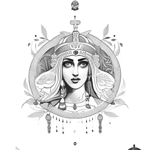 Beautiful Greek Godess Full Body With Pomegranates For Forearm