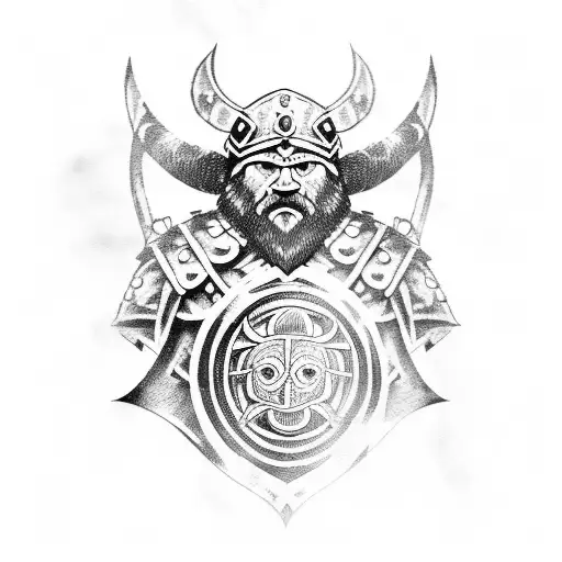 Viking Warrior Holding A Shield With A Bear Emblem