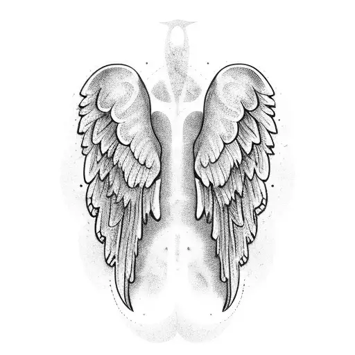 Angel Wing Back Piece With Nature Filling The Gaps And Extra Space