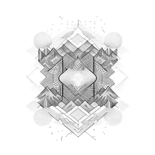 A Majestic Mountain Range With Circuitry Patterns Intertwined