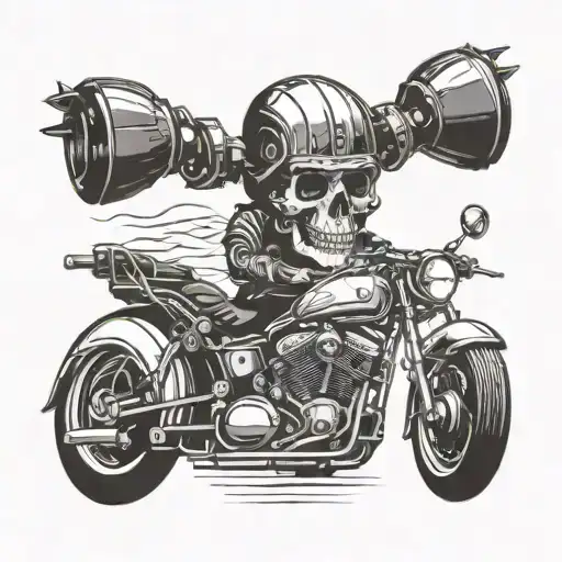 A Skull Wearing A Motorcycle Helmet While Riding A Boat