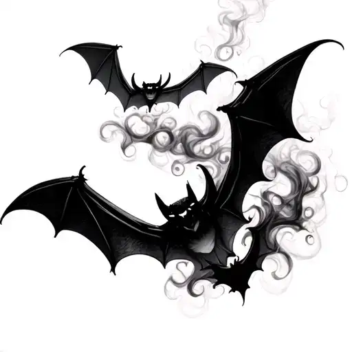 Spooky Bats With Smoke Swirling