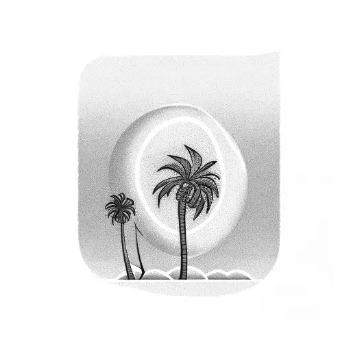 A Palm Tree With A Sunset In The Background