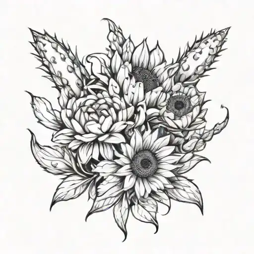 A Cactus And Sunflower Intertwined With A Semicolon Symbolizing Resilience And Growth