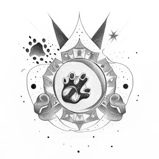 Star In Sky And Dog Paw