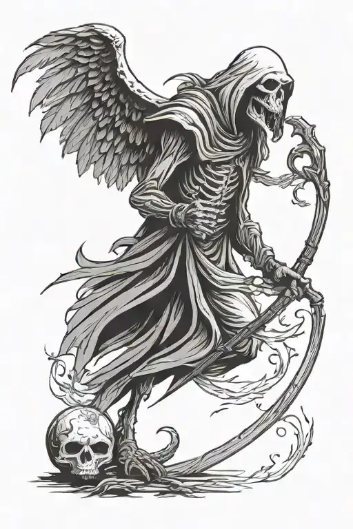 Vulture Grim Reaper Holding A Scythe