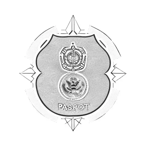 A Blackwork Tattoo Of A Passport With Travel Stamps From Different Countries