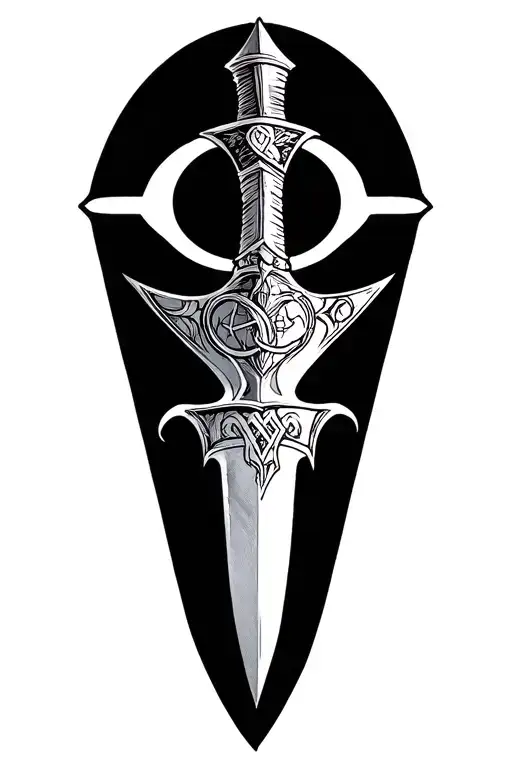 Sharp Long Dagger With Runes Shaded